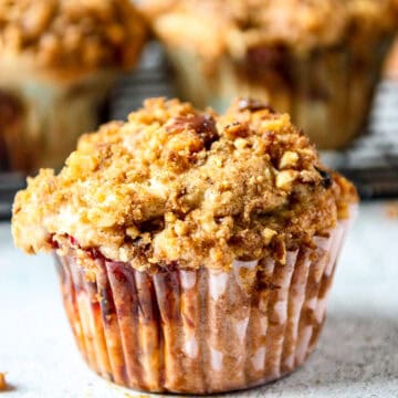 A strawberry rhubarb muffin.